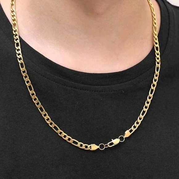 ●3for25$● Gold tone Men and women Minimalist figaro‎ Chain Necklace - Picture 5 of 6